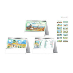 calendario da tavolo acquerello italiano 13 fogli carta patinata 100g piedino personalizzabile