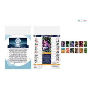 calendario lunario mensile 12 fogli carta patinata testata termosaldata personalizzabile