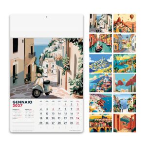 calendario emozioni mensile 12 fogli carta bianca testata rinforzata personalizzabile