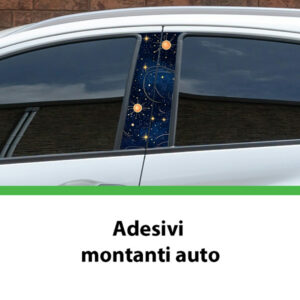 Adesivi per montanti auto Costellazione con grafica a tema stellare su auto bianca