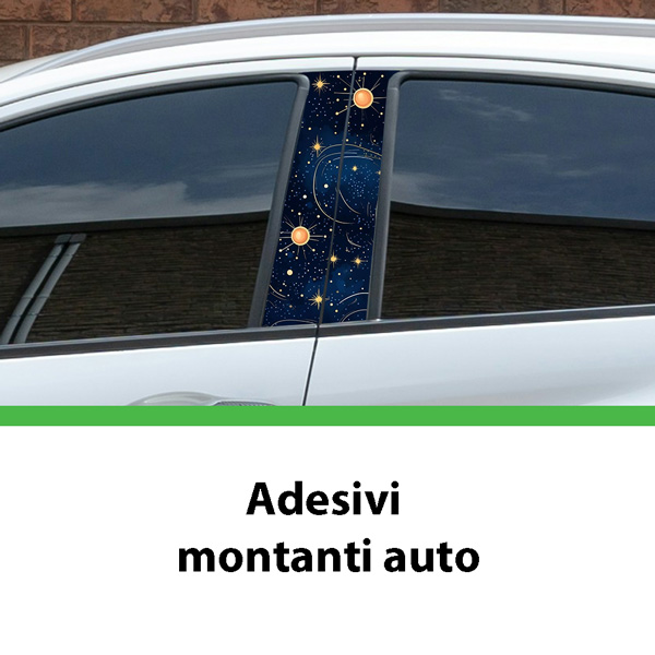 Adesivi per montanti auto Costellazione con grafica a tema stellare su auto bianca