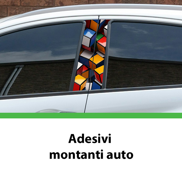 Adesivi per montanti auto Data Blocks in vinile con grafica futuristica a blocchi digitali su auto bianca