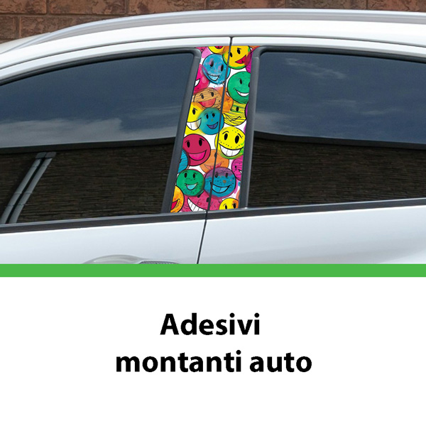 Coppia adesivi per montanti auto Emoticon in vinile HD ecologico