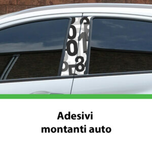 coppia adesivi montanti auto numbers numeri neri e grigi sovrapposti sfondo bianco vinile hd design geometrico