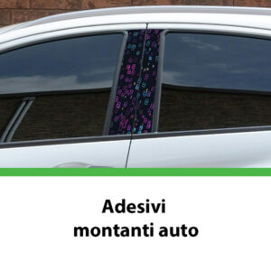 adesivi vinile montanti auto matrix neon numeri digitali colorati sfondo nero 60x30 cm