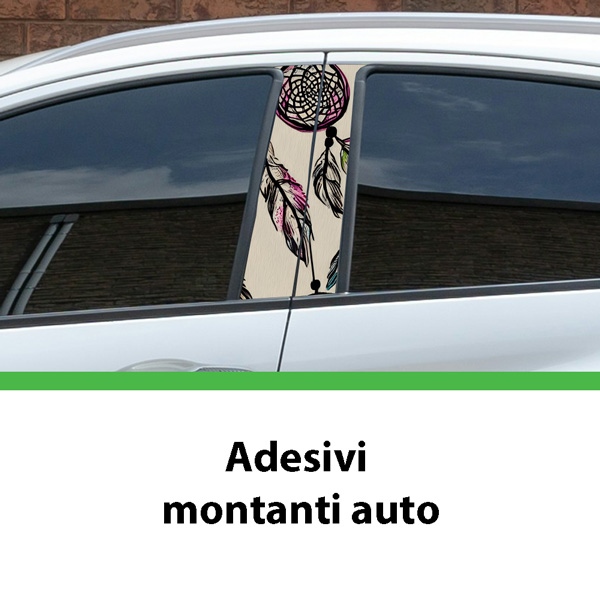coppia adesivi montanti auto sogni di velluto piume nere sfumature magenta sfondo tortora vinile hd
