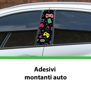 coppia adesivi vinile montanti auto design joystick gaming car 60x30 cm