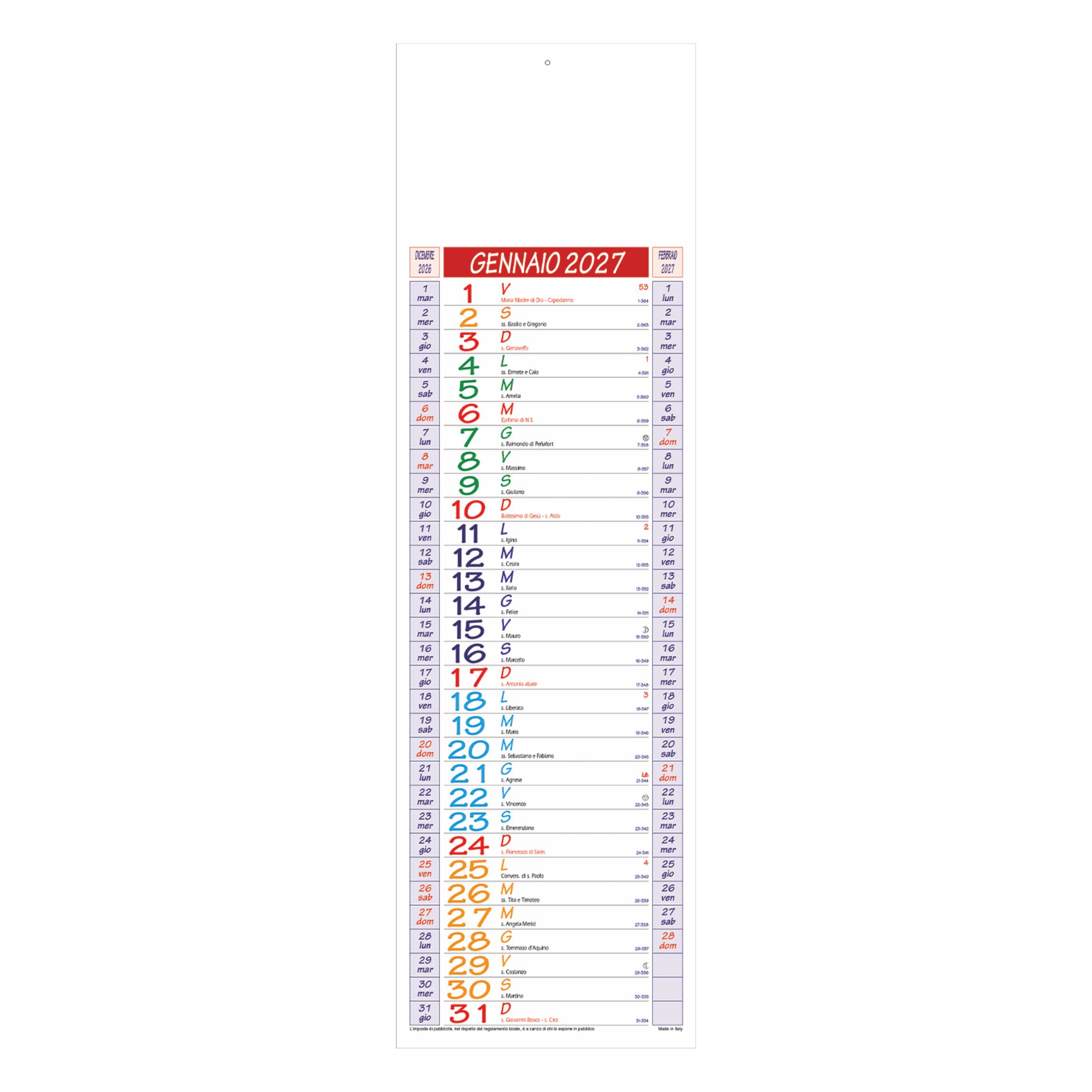 calendario silhouette trimestrale 12 fogli carta patinata testata pressofusa personalizzabile