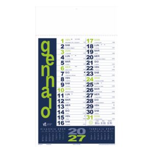 calendario portoghese trimestrale 12 fogli carta patinata testata rinforzata personalizzabile colore verde