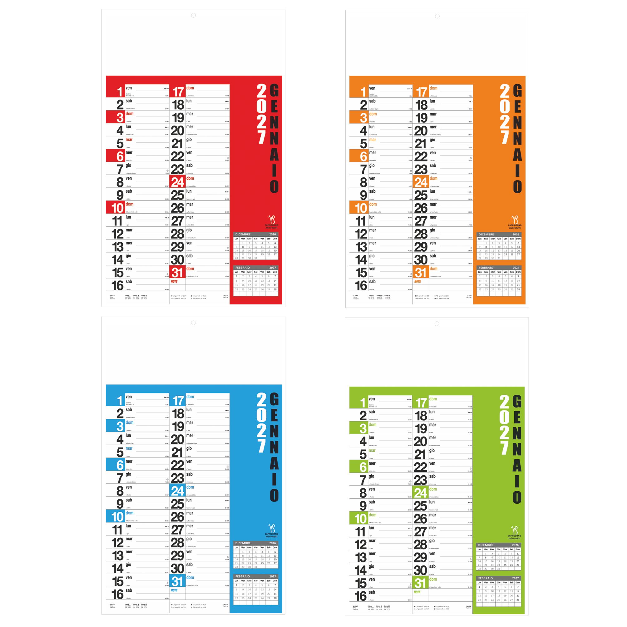 calendario norvegese trimestrale 12 fogli carta patinata personalizzabile testata pubblicitaria