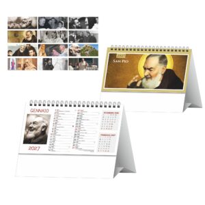 calendario padre pio da tavolo trimestrale 13 fogli carta patinata opaca piedino personalizzabile