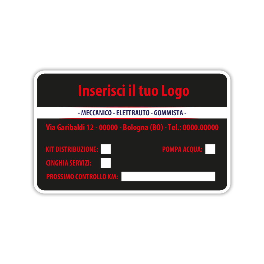 Adesivo cambio distribuzione nero e rosso per meccanico e riparazione auto