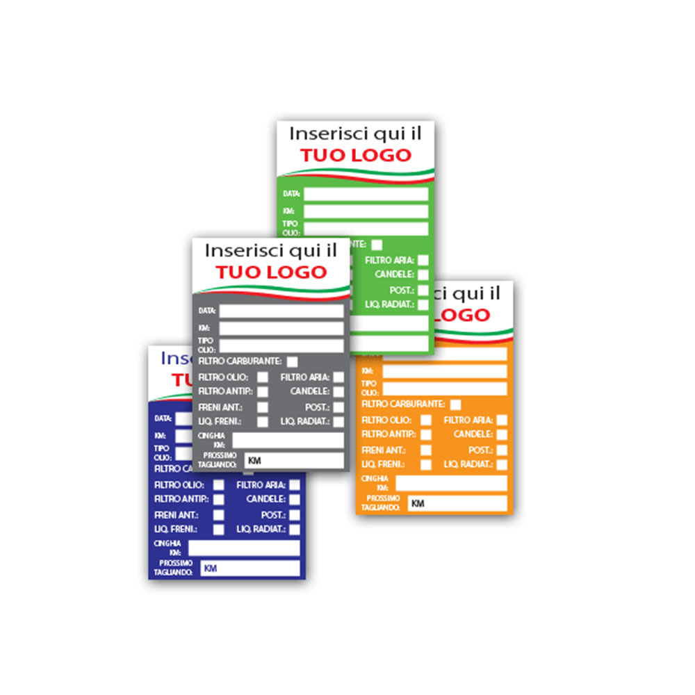 Etichette service auto personalizzate con logo per scadenze tagliandi