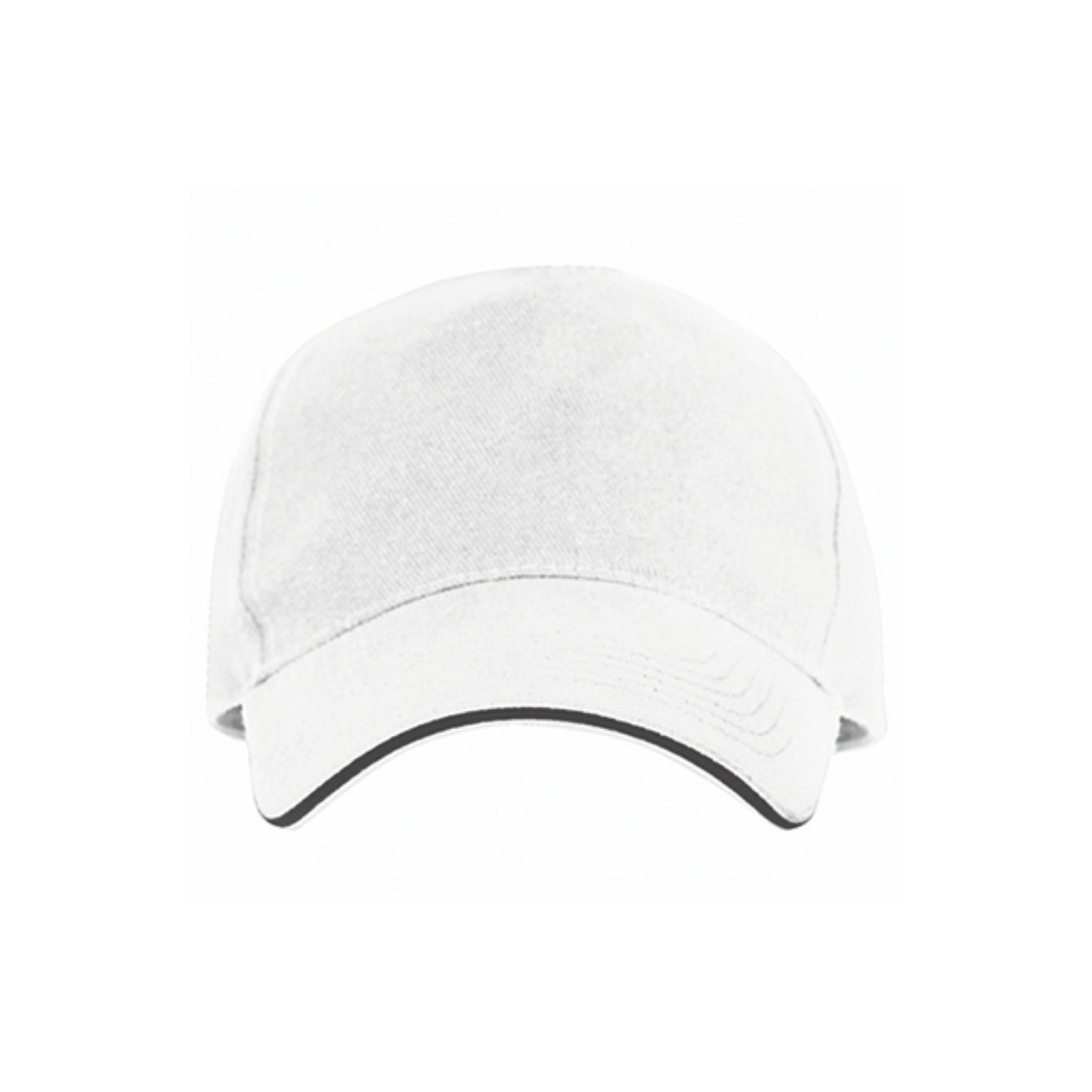 Cappellino bianco 5 pannelli personalizzabile con visiera sandwich nero in cotone