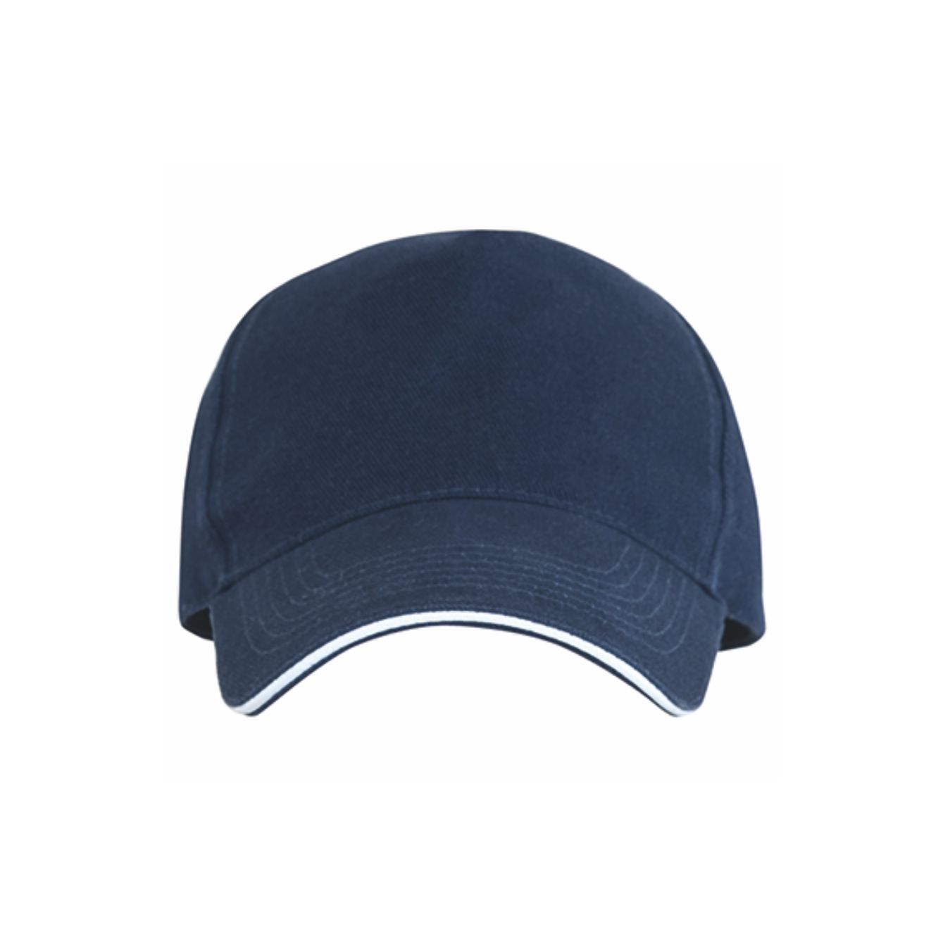 Cappellino blu 5 pannelli personalizzabile con visiera sandwich bianca in cotone