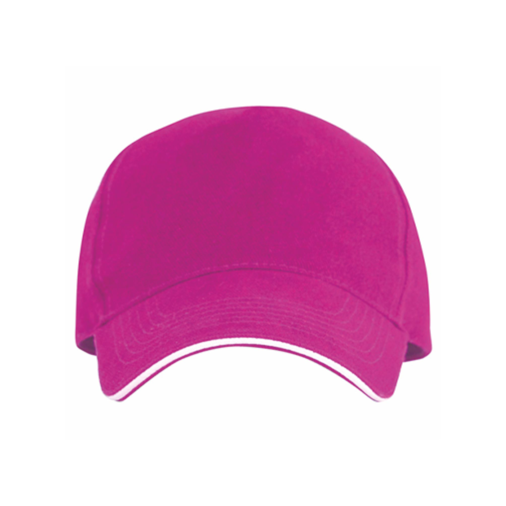 Cappellino fuxia 5 pannelli personalizzabile con visiera sandwich bianca in cotone