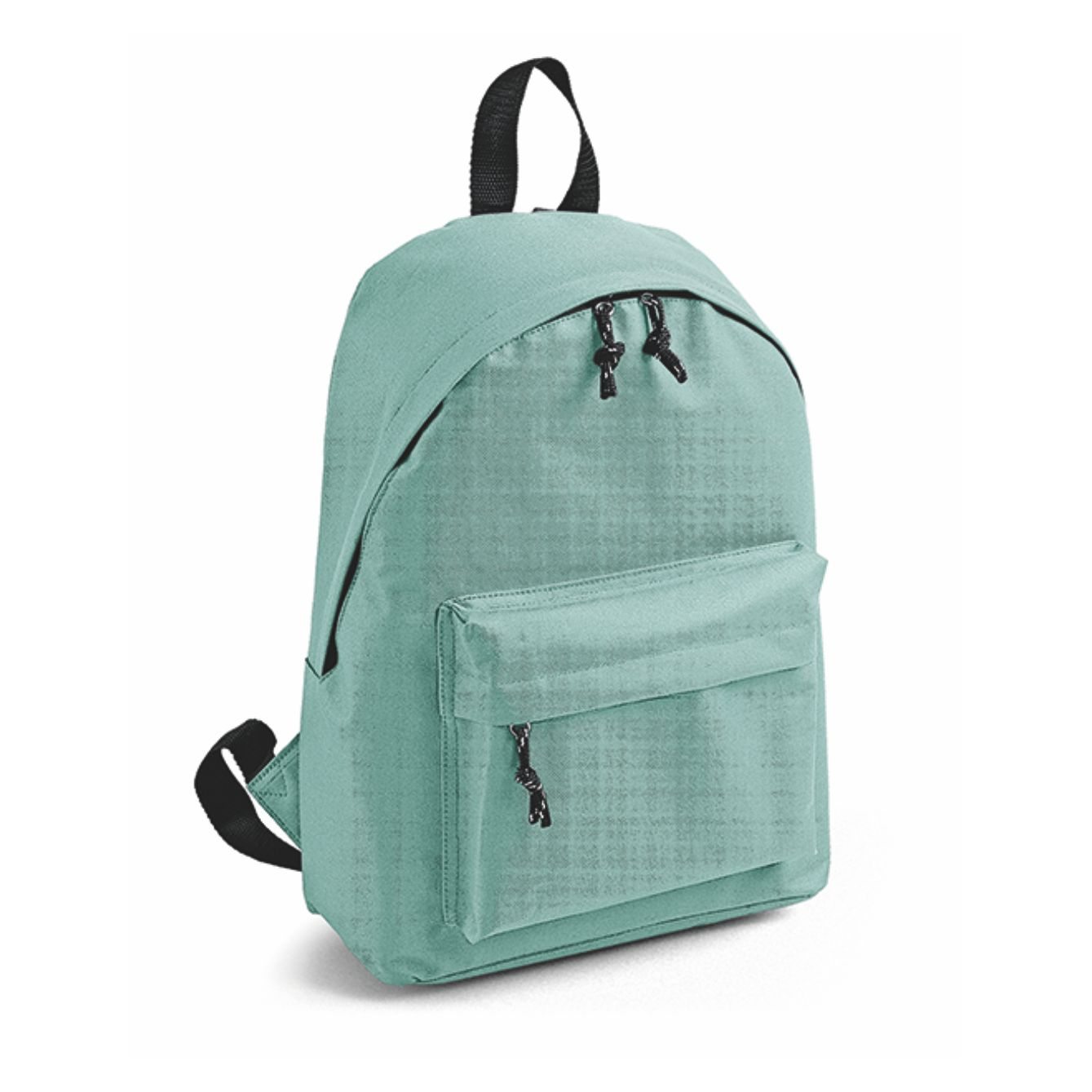 Zaino personalizzabile Kaleido verde menta in poliestere 600D con tasca frontale a zip