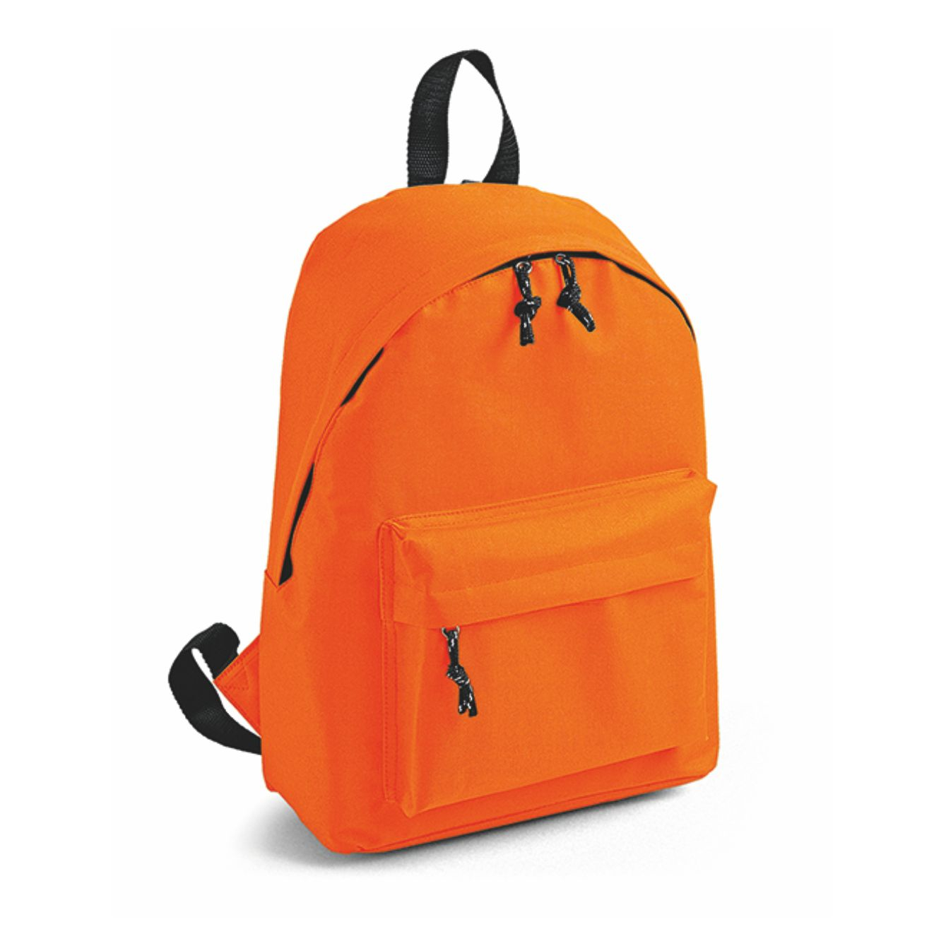 Zaino personalizzabile Kaleido arancione fluo in poliestere 600D con tasca frontale a zip