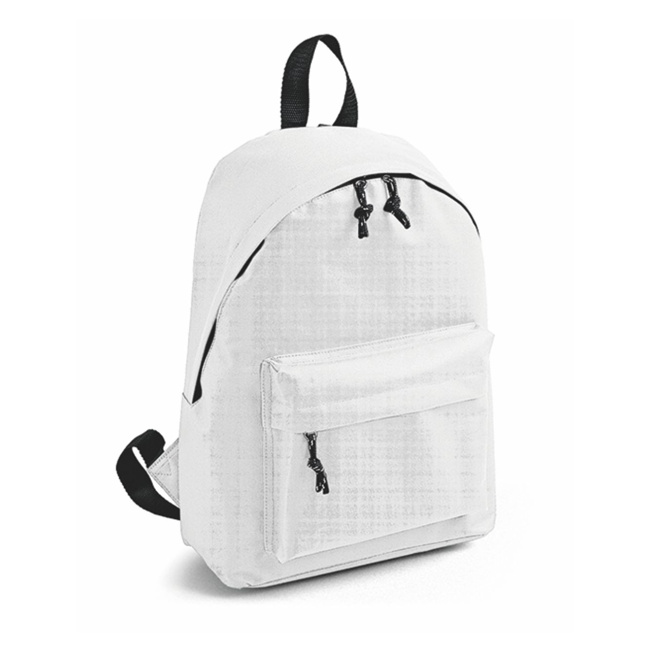 Zaino personalizzabile Kaleido bianco in poliestere 600D con tasca frontale a zip