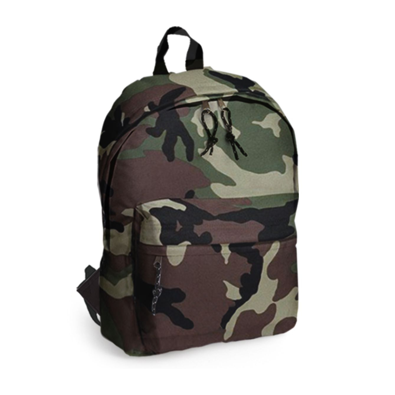 Zaino personalizzabile Kaleido camouflage in poliestere 600D con tasca frontale a zip
