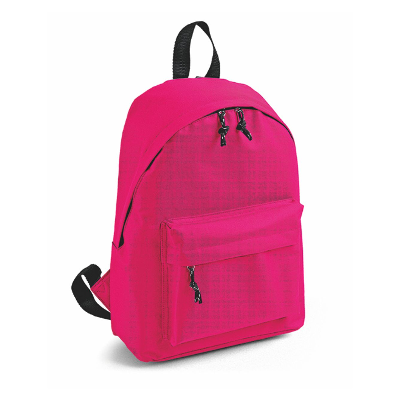 Zaino personalizzabile Kaleido fuxia fluo in poliestere 600D con tasca frontale a zip