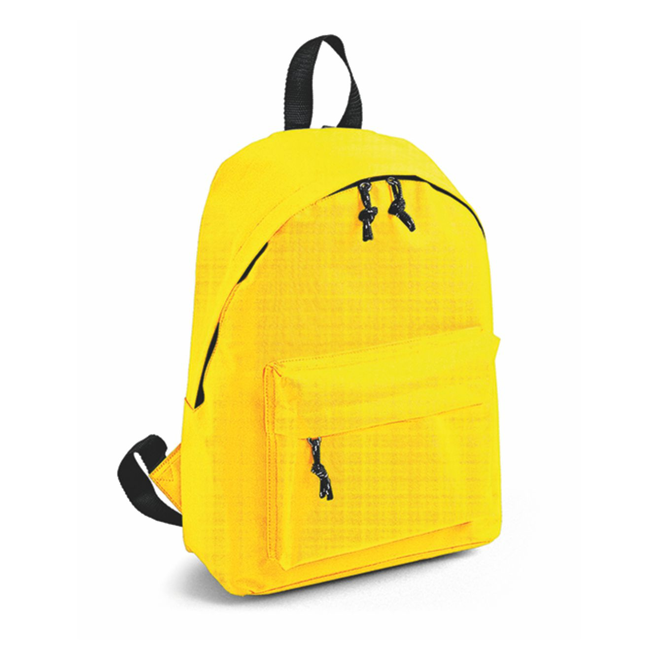 Zaino personalizzabile Kaleido giallo fluo in poliestere 600D con tasca frontale a zip