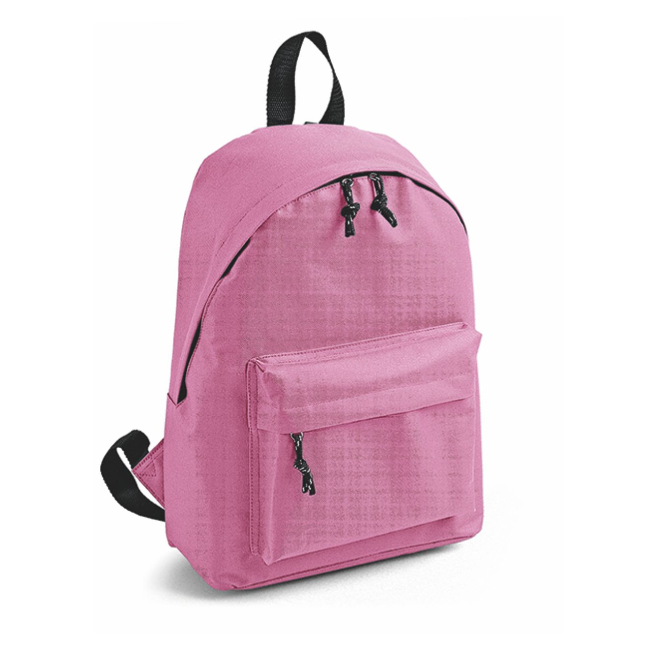 Zaino personalizzabile Kaleido rosa pesco in poliestere 600D con tasca frontale a zip