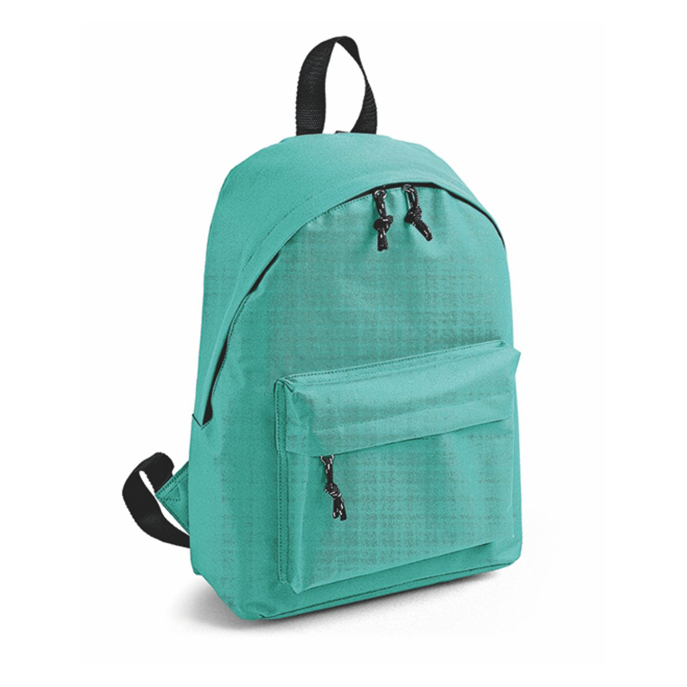 Zaino personalizzabile Kaleido turchese in poliestere 600D con tasca frontale a zip