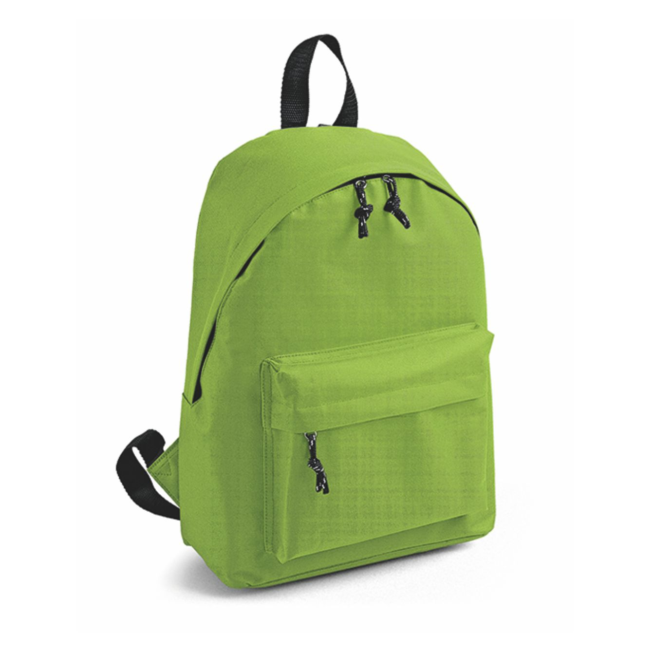 Zaino personalizzabile Kaleido verde lime in poliestere 600D con tasca frontale a zip