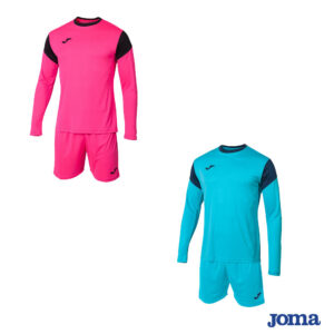 Completo sport Joma Phoenix a maniche lunghe con maglia bicolore e pantaloncini abbinati disponibile nei colori fuxia e azzurro