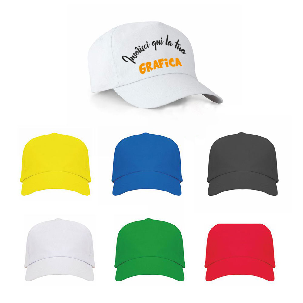 Cappellini golf per bambini kids personalizzati in cotone 5 pannelli vari colori.
