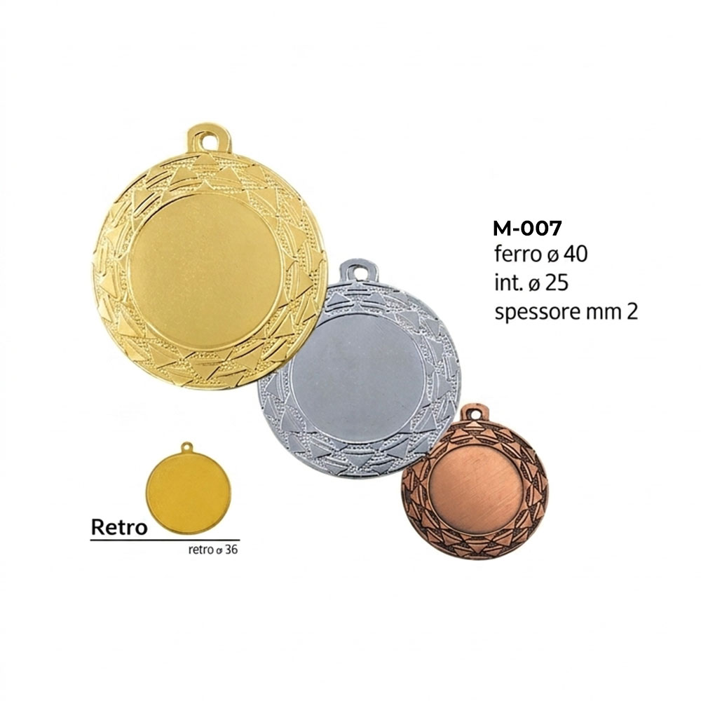 medaglie personalizzate economiche in ferro modello m007 oro argento bronzo