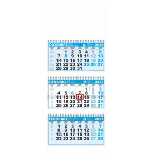 calendario trittico con spirale 12 fogli carta naturale 80gr cursore testata personalizzabile