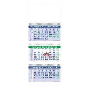calendario trittico carta naturale 80gr 12 fogli trimestrale testata personalizzabile
