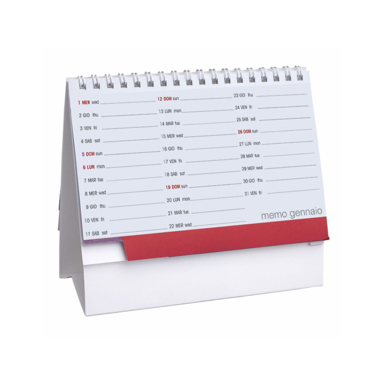 Dettaglio calendario da tavolo personalizzato desk white 13 fogli con stampa hd