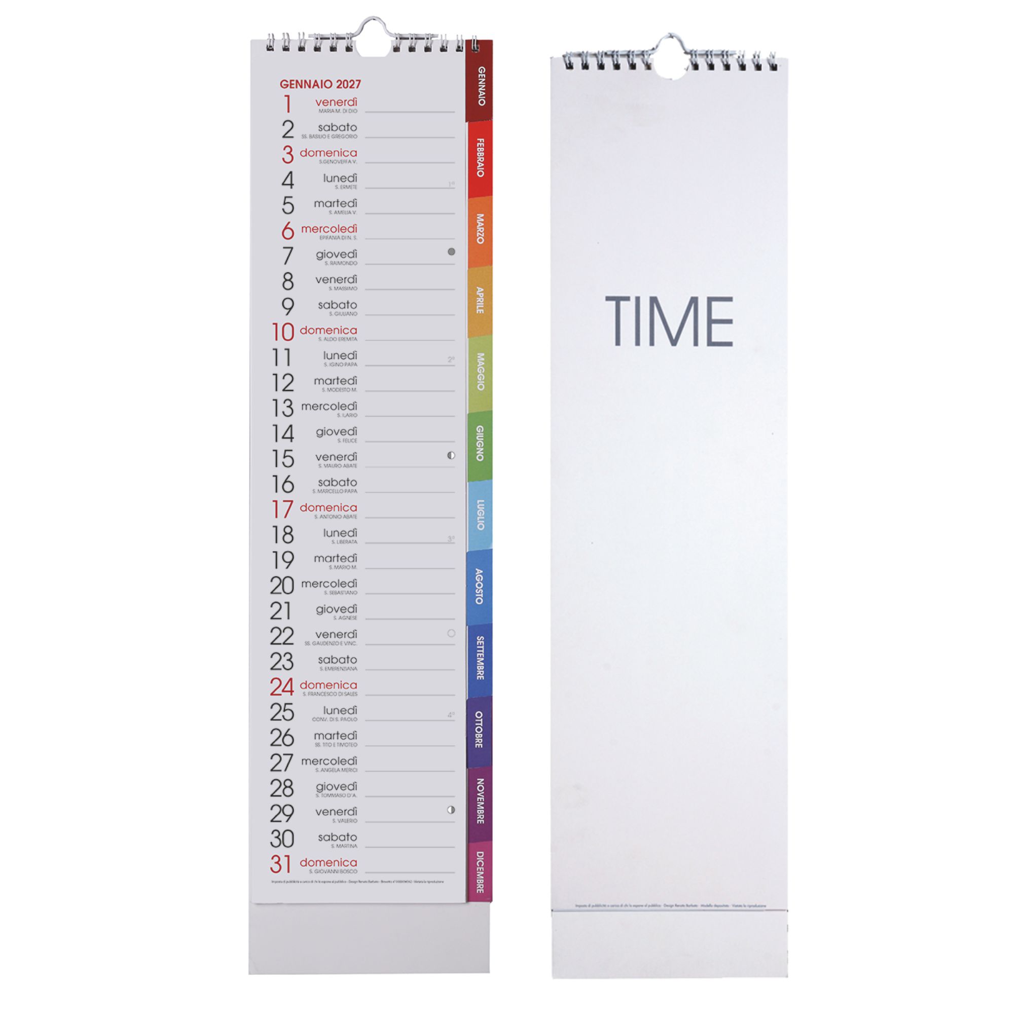 calendario con spirale time white mensile 13 fogli con stampa hd