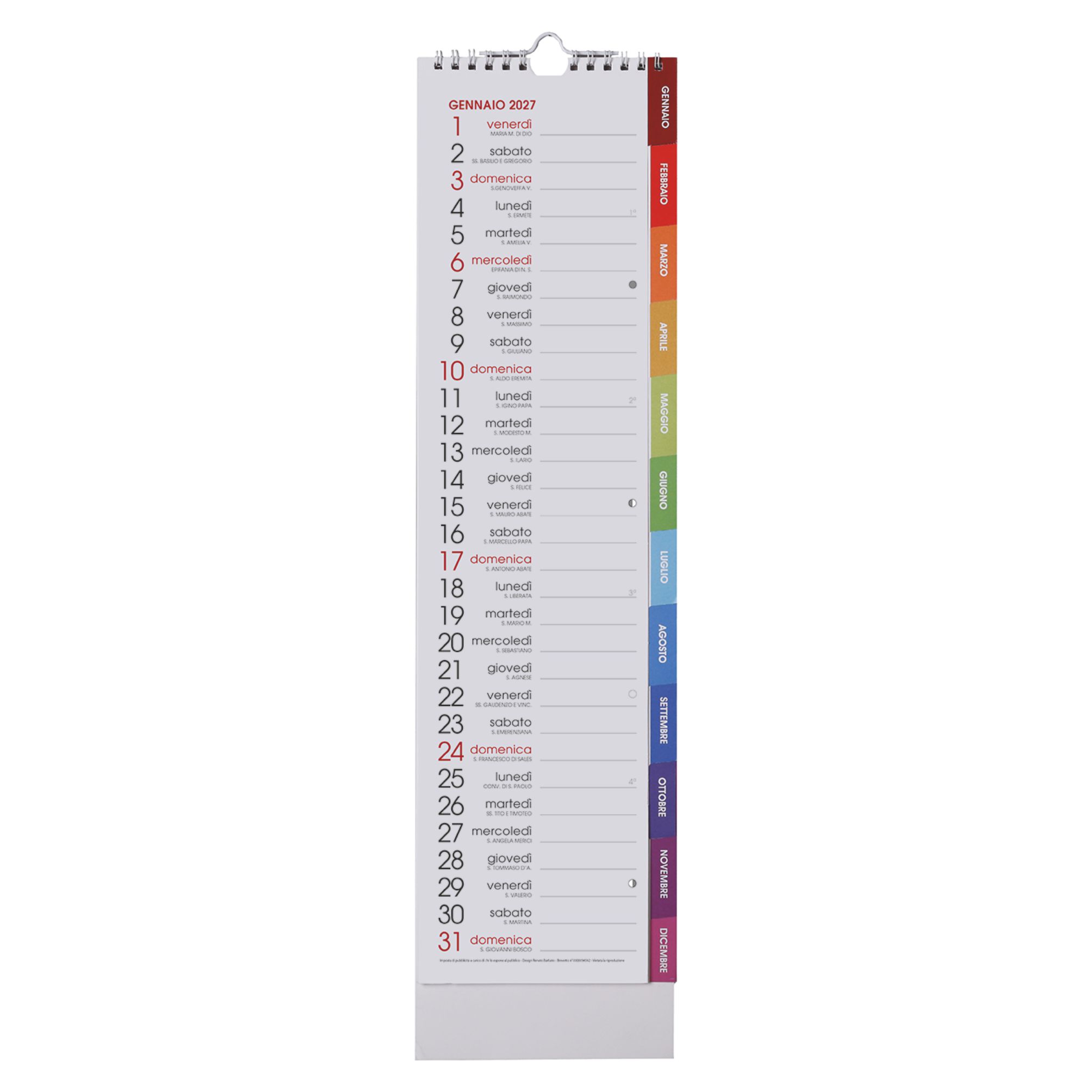 interno calendario con spirale time white mensile 13 fogli con stampa hd