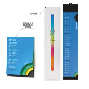 calendario silhouette slim color wall 12 fogli con astuccio e stampa hd