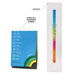 dettagli calendario silhouette slim color wall 12 fogli con astuccio e stampa hd